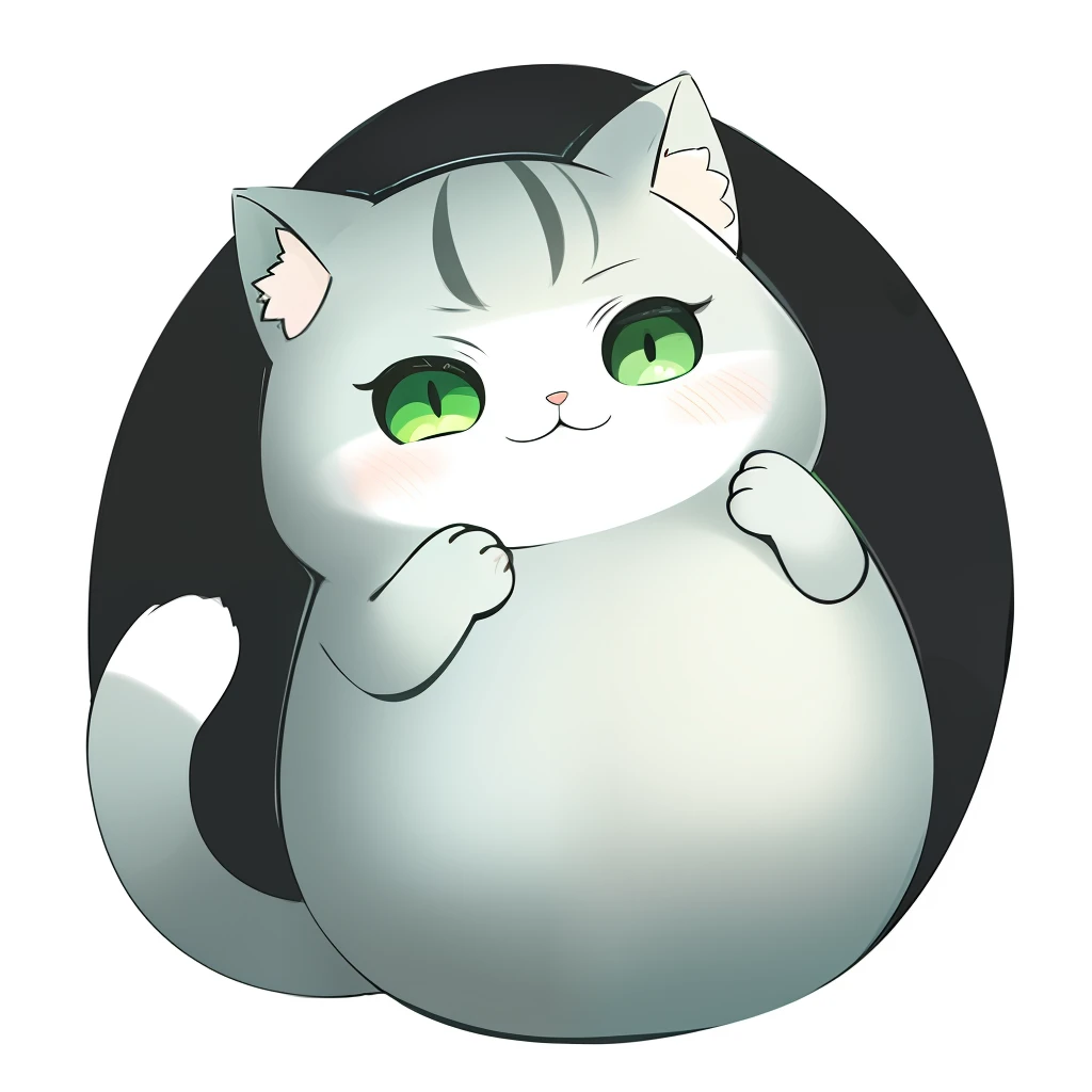 Cartoon cat with green eyes and a sad expression on his face, summer ghost drawing, tumblr, folk art, fat chibi gray cat, telegram sticker, a cute cat, sad cat, telegram sticker design, aww, one Anime vision of cute cats, けもの, Wang Chen, cat furry.