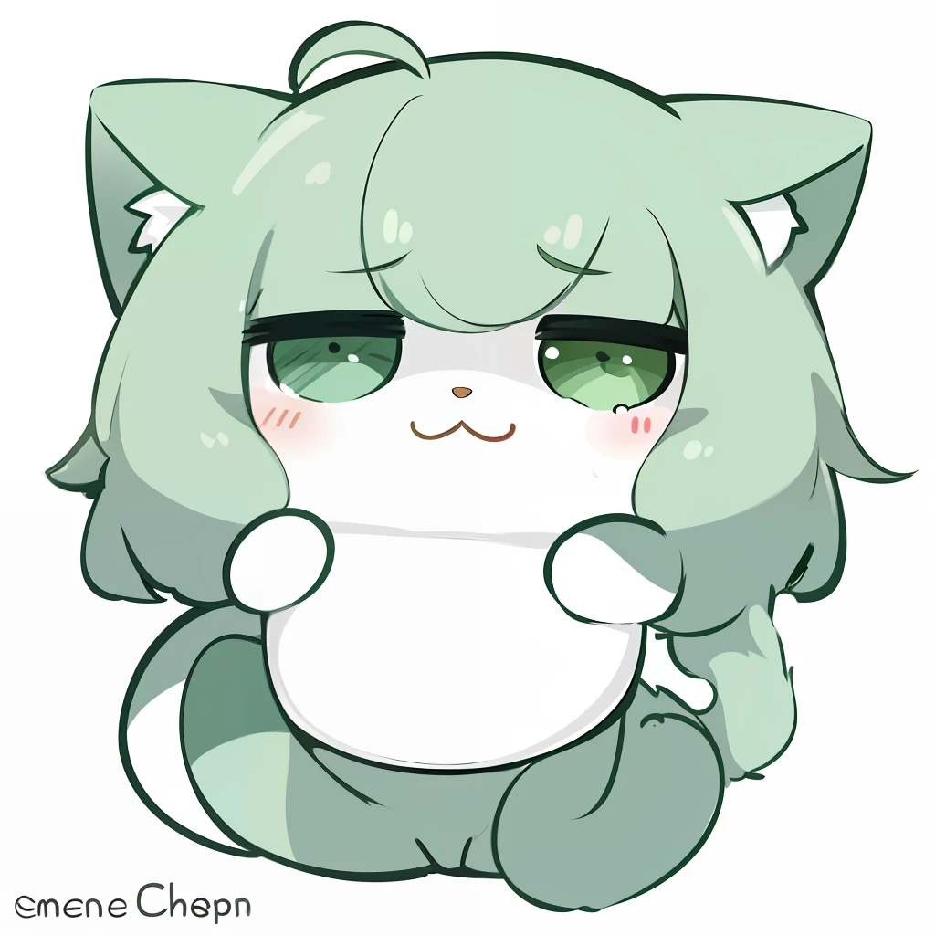 Cartoon cat with green eyes and a sad expression on his face, summer ghost drawing, tumblr, folk art, fat chibi gray cat, telegram sticker, a cute cat, sad cat, telegram sticker design, aww, one Anime vision of cute cats, けもの, Wang Chen, cat furry.