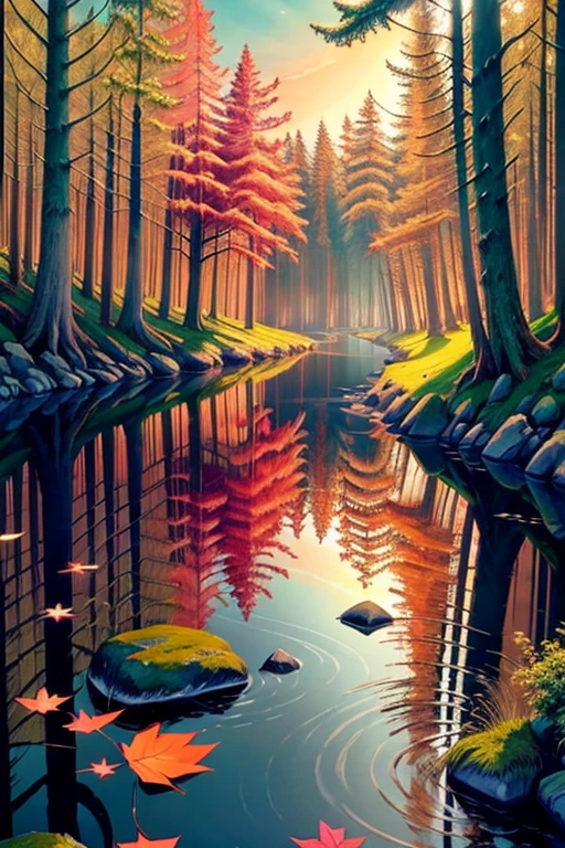 As the sun begins to set, the beautiful landscape before you is awash with a warm and inviting glow. The environment is a mix of rolling hills, lush forests, and sparkling bodies of water, all working together to create a natural masterpiece that is both breathtaking and peaceful.
The mood of the scene is one of serenity and tranquility, as if the very air itself has slowed down to take in the beauty around it. The quiet rustling of leaves in the wind and the soft lapping of water against the shore are the only sounds that can be heard, adding to the sense of calm that permeates the landscape.
The lighting is what truly makes this scene come to life. The warm glow of the setting sun casts long, sweeping shadows across the land, highlighting the textures and details of the landscape in a way that is both dramatic and subtle. The light filters through the trees in a way that creates a dappled effect, casting patches of light and shade across the forest floor.
As the sky turns from orange to pink and then finally to deep blues and purples, the landscape takes on a new life. The stars begin to twinkle overhead, casting their own light down upon the world below. The quiet rustling of leaves and the soft lapping of water against the shore continue, as if they too are content to simply watch the world go by.
Overall, this beautiful landscape is a testament to the beauty and power of nature. It inspires feelings of peace, serenity, and awe, reminding us that there is still so much beauty to be found in the world if we only take the time to look.