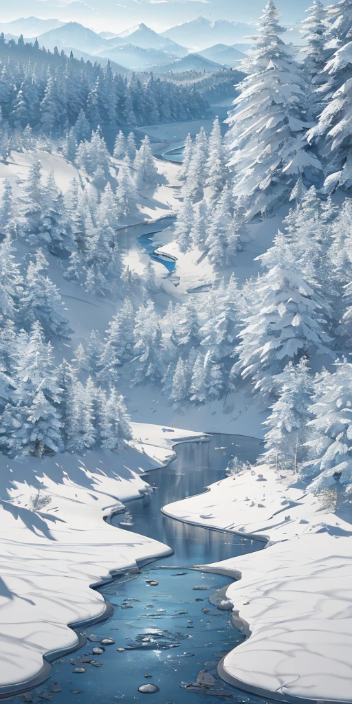 Minimalist landscape, a peaceful river flows through a bare sparse forest, a hill is visible in the distance, masterpiece, best quality, high quality, extremely detailed CG unity 8k wallpaper, oil painting, award winning photography, bokeh, depth of field, HDR , bloom, Chromatic Aberration ,Photorealistic,extremely detailed,trending on artstation,trending on CGsociety,Intricate,High Detail,dramatic,art by midjourney,volumetric lighting