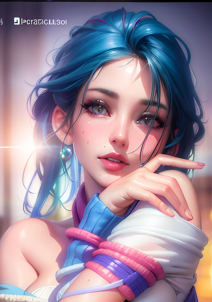 (photorealistic:1.5), hyperrealism, complex background, beautiful hand, beautiful girl, cold colors, super high resolution, highly detailed, bokeh, sexy, 3d render, RAW photo, award winning photo, detailed face, detailed skin texture, perfect eyes, plump lips, 8k, nsfw