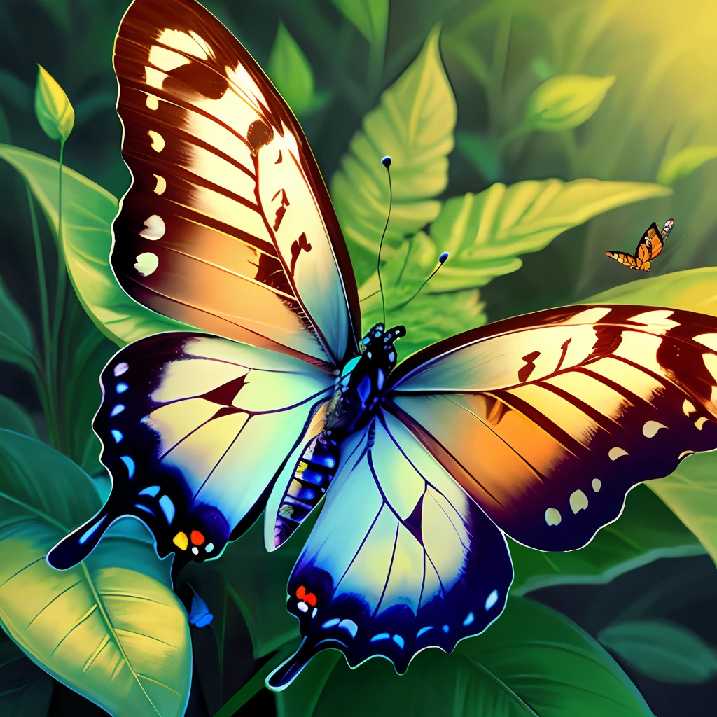 bug, butterfly, blue_butterfly, plant, leaf, no_humans