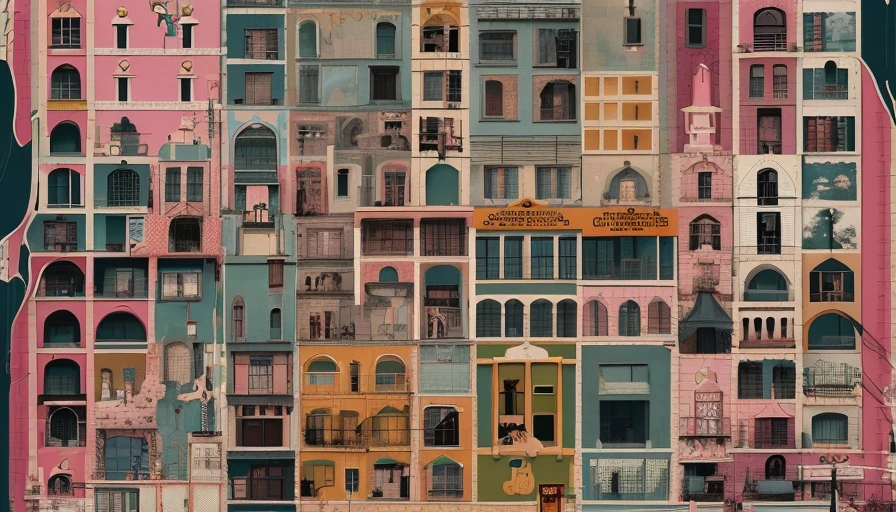 wes anderson style, surreal, weirdcore