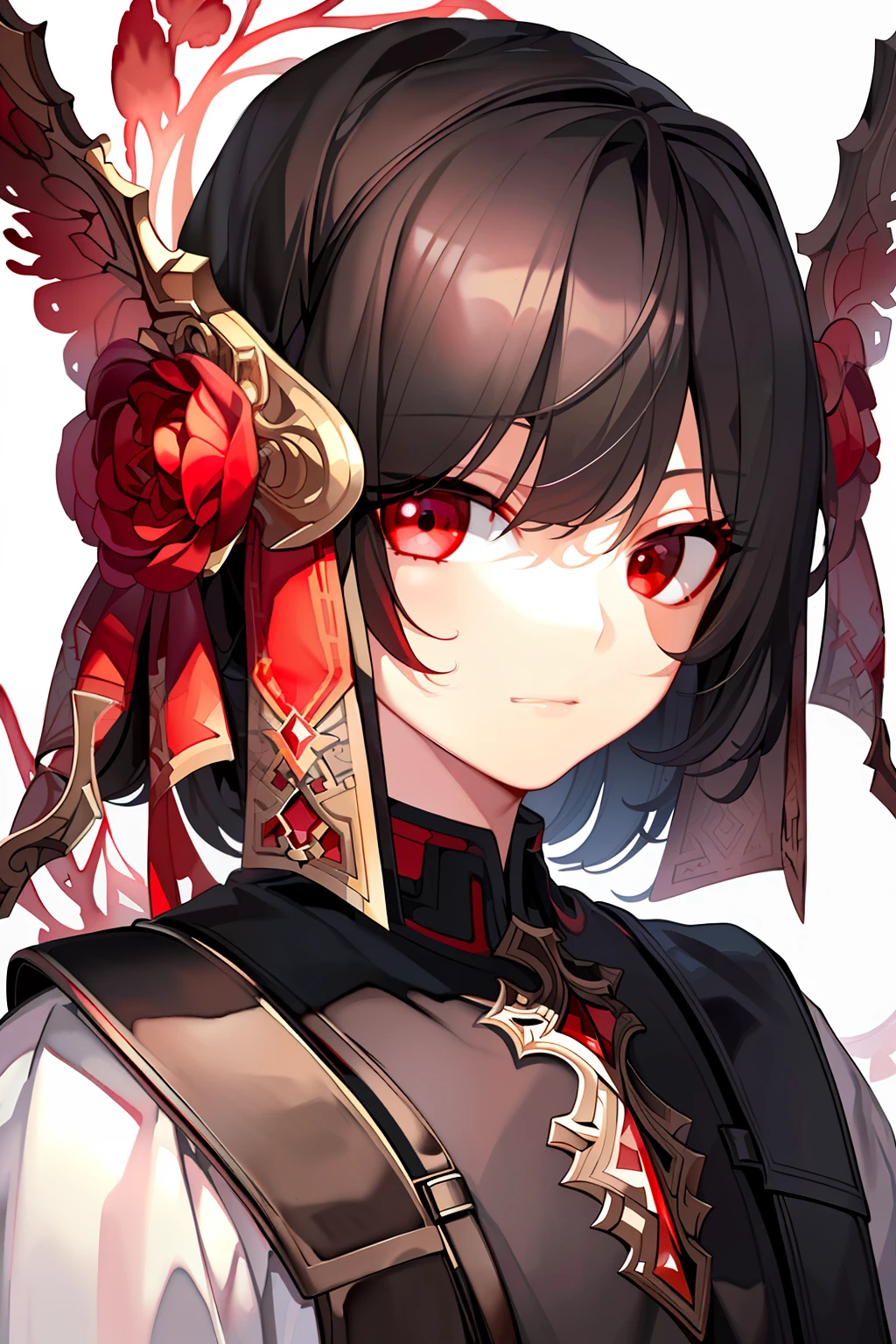 (masterpiece:1.2, best quality), (finely detailed beautiful eyes: 1.2), ((1boy)), ((solo)), (red eyes:1.4), (black mask), (finely detailed eyes and detailed face:1.3), (white background:1.2), (extremely detailed CG, ultra-detailed, best shadow:1.1), ((depth of field)), ((watercolor))
