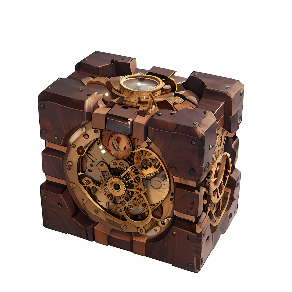 there is a wooden box with a clock inside of it, steampunk tech, steampunk design, front of the treasure box, steampunk watch, steampunk acessoires, steampunk gears, steampunk, steampunk trim, steampunk aesthetic, steampunk machinery, steampunk bioarmor, looking at the treasure box, steampunk air haven, insane intricate, steampunk setting, clockwork steampunk, intricate steampunk ornate