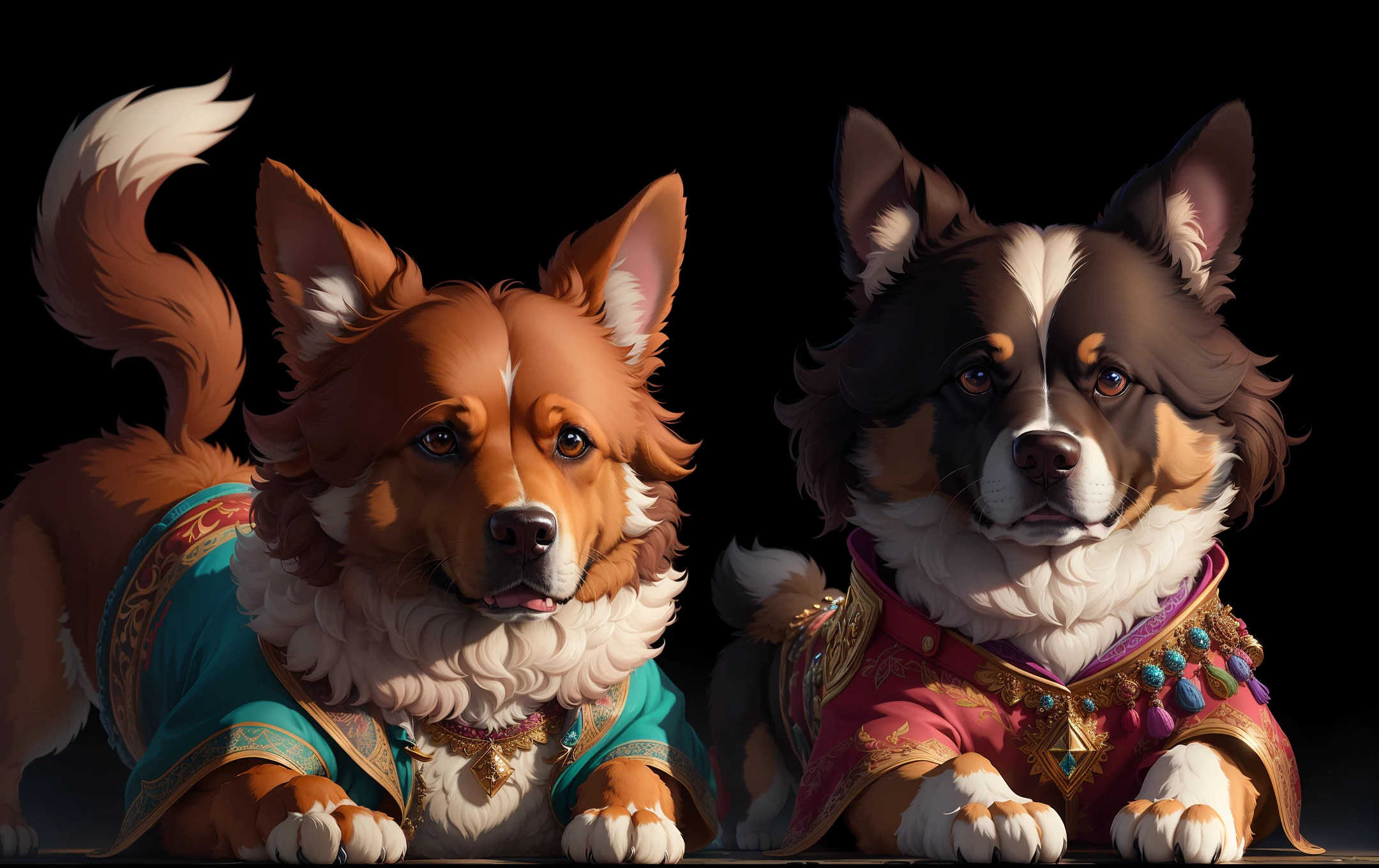 ((a dog in clothes)),, full shot, fluffy hair, anthropomorphic expressions, rich colors, exquisite details, masterpiece, realistic, artsation, cg, realistic, Unreal Engine, real light and shadow, beautiful and rich colour, amazing detail, high quality, a pair of ears