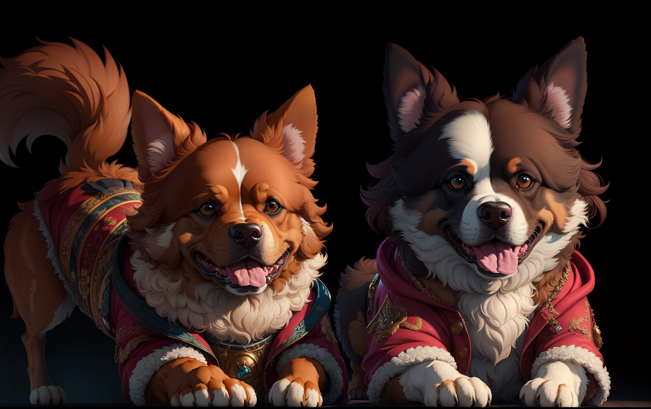 ((a dog in clothes)),, full shot, fluffy hair, anthropomorphic expressions, rich colors, exquisite details, masterpiece, realistic, artsation, cg, realistic, Unreal Engine, real light and shadow, beautiful and rich colour, amazing detail, high quality, a pair of ears