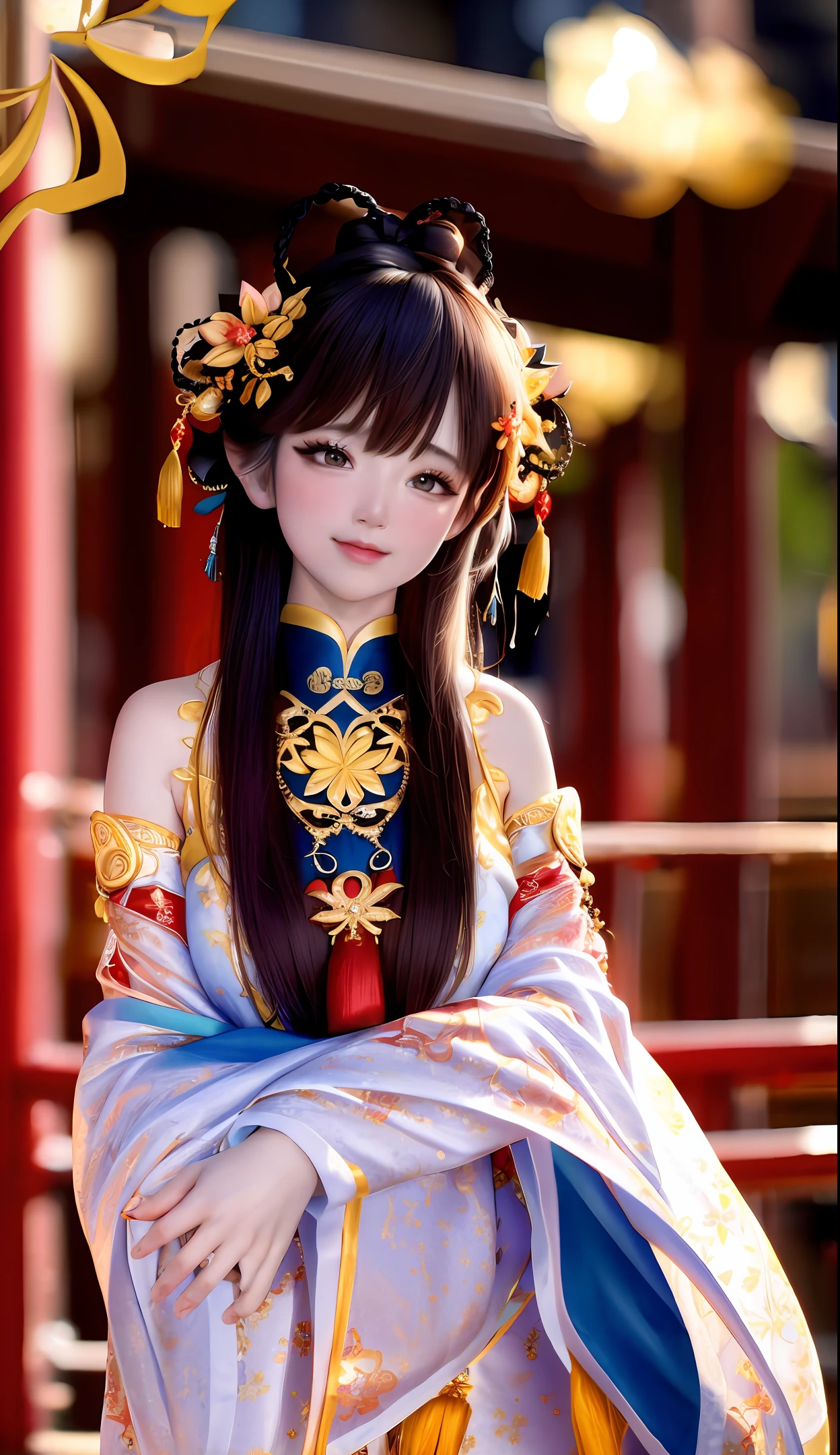 best quality, masterpiece, highres, 1girl,china dress,hair ornament,necklace, jewelry,Beautiful face,upon_body, tyndall effect,photorealistic, rim lighting, two tone lighting,(high detailed skin:1.2), 8k uhd, dslr, soft lighting, high quality, volumetric lighting, candid, Photograph, high resolution, 4k, 8k, Bokeh,nsfw,dudou,woman wearing the dudou