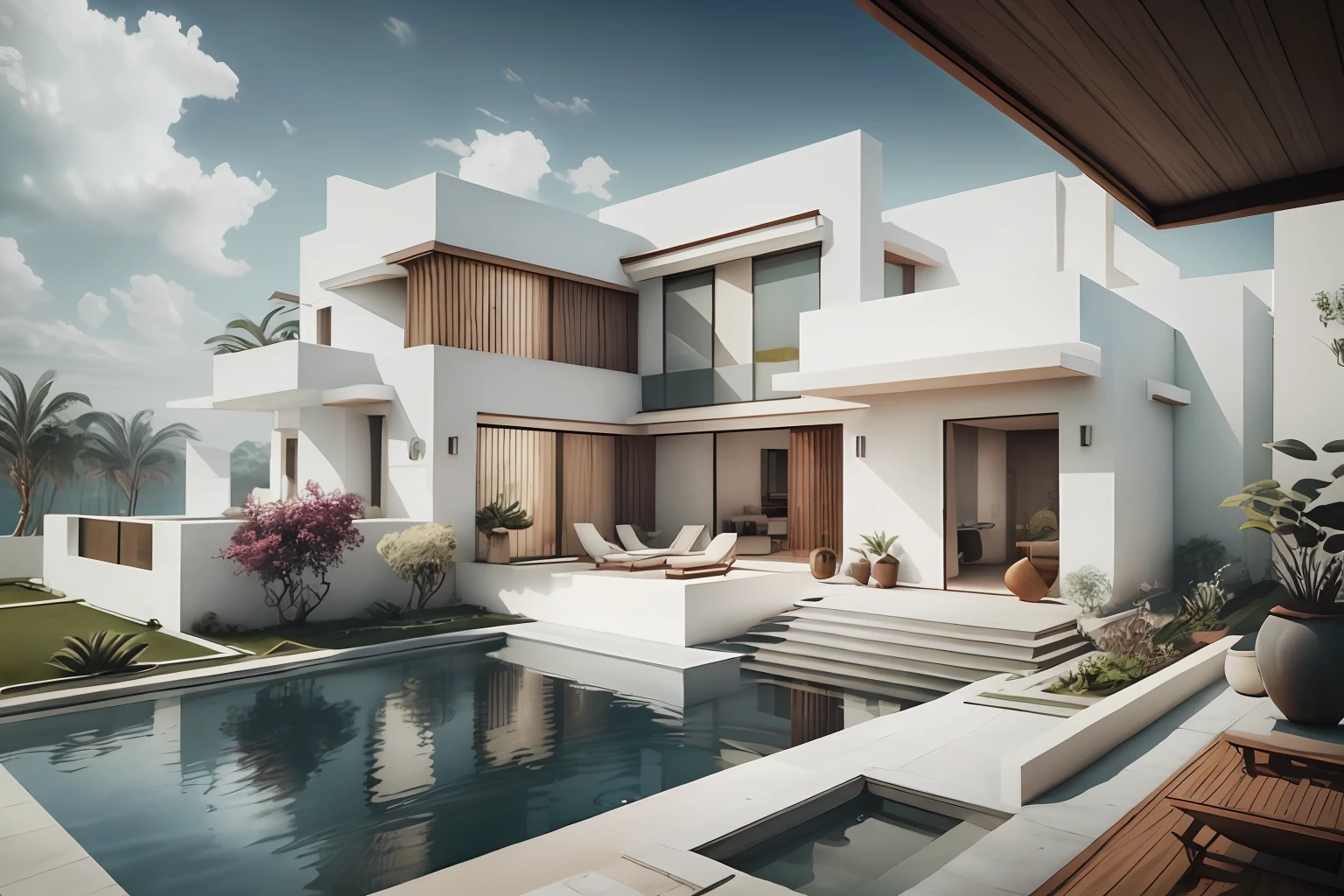 modern villa style architecture, realistic, 8k