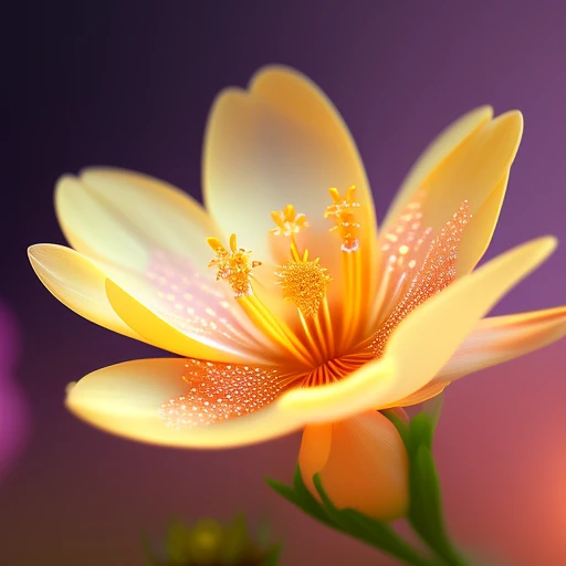 (ultra-detailed CG artwork,best quality, masterpiece), flower  in amber, (each delicate petal illuminated by gentle glow), (wide shot, high resolution), (Volumetric light,depth of field,bokeh):0.5, dawn