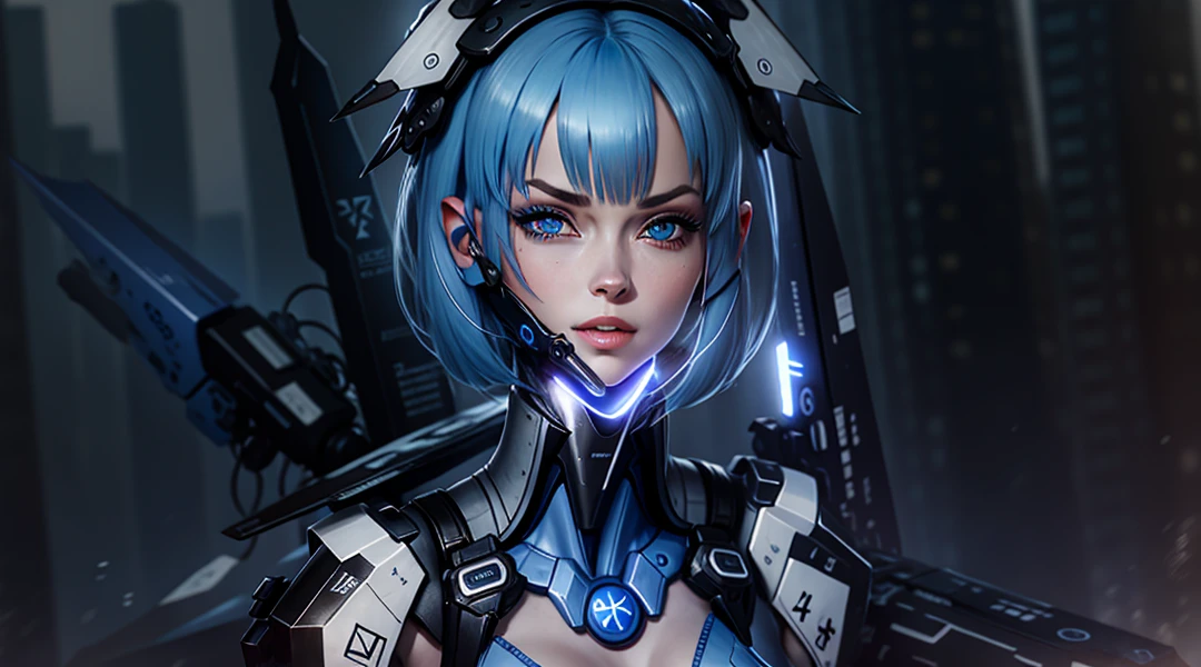 blue eyes, girl, cute, blue hair, wearing eyes