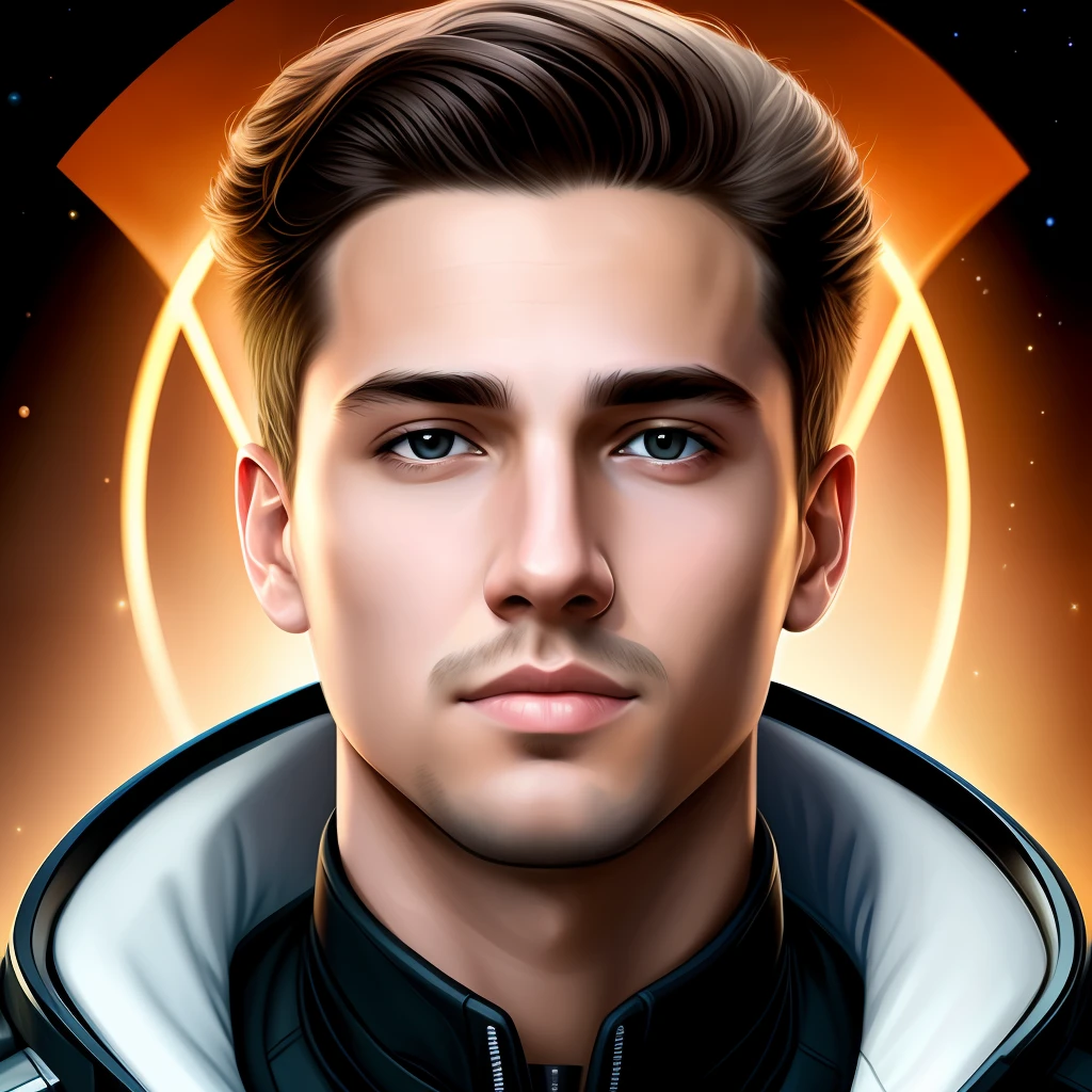 masterpiece, best quality, realistic, ultra detailed, sfw, head shot, a portrait of a young man, starsector,