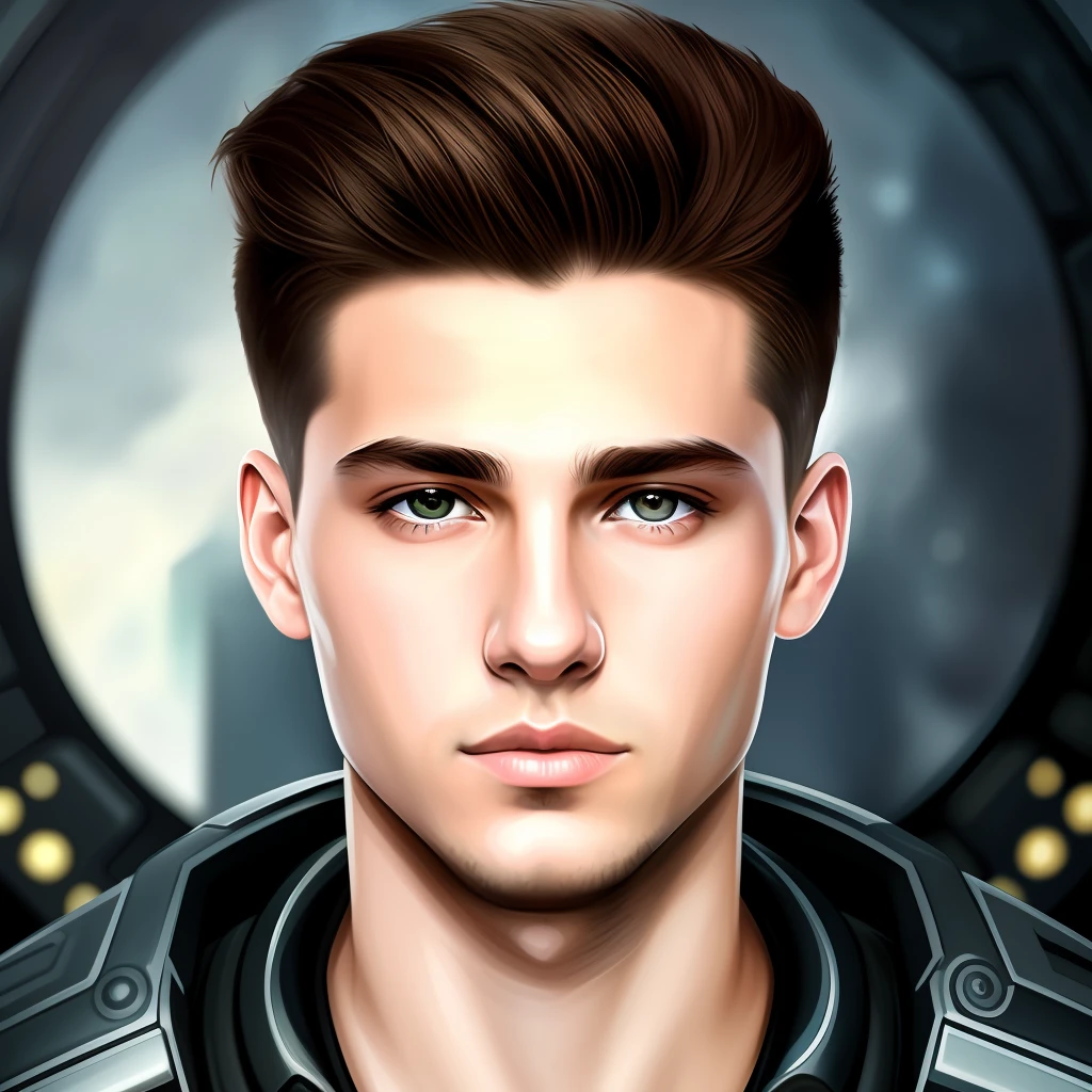 masterpiece, best quality, realistic, ultra detailed, sfw, head shot, a portrait of a young man, starsector,