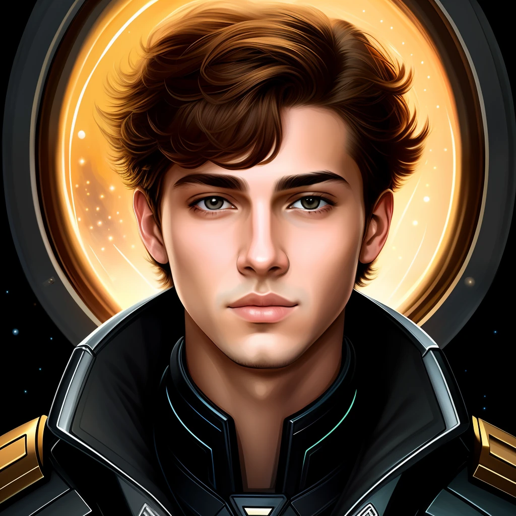 masterpiece, best quality, realistic, ultra detailed, sfw, head shot, a portrait of a young man, starsector,
