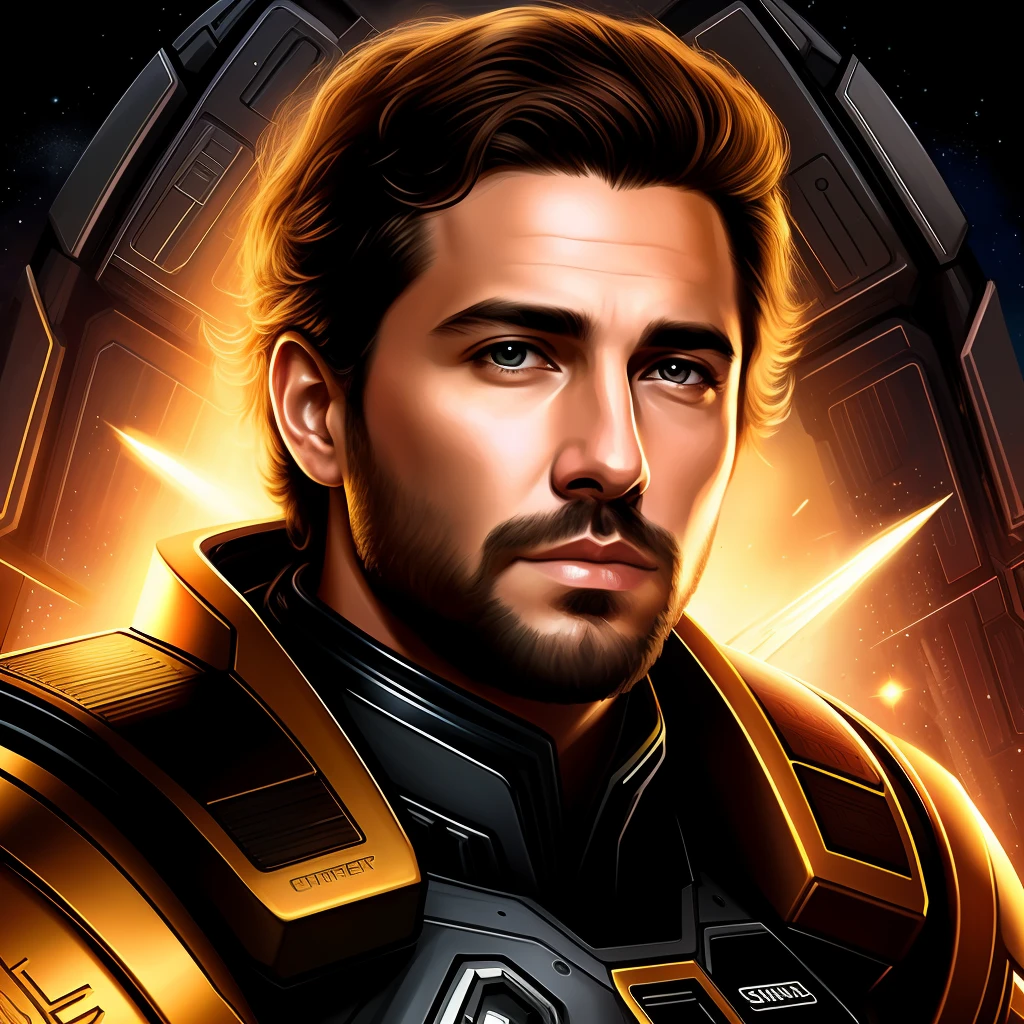 masterpiece, best quality, realistic, ultra detailed, sfw, head shot, a portrait of a man, starsector,