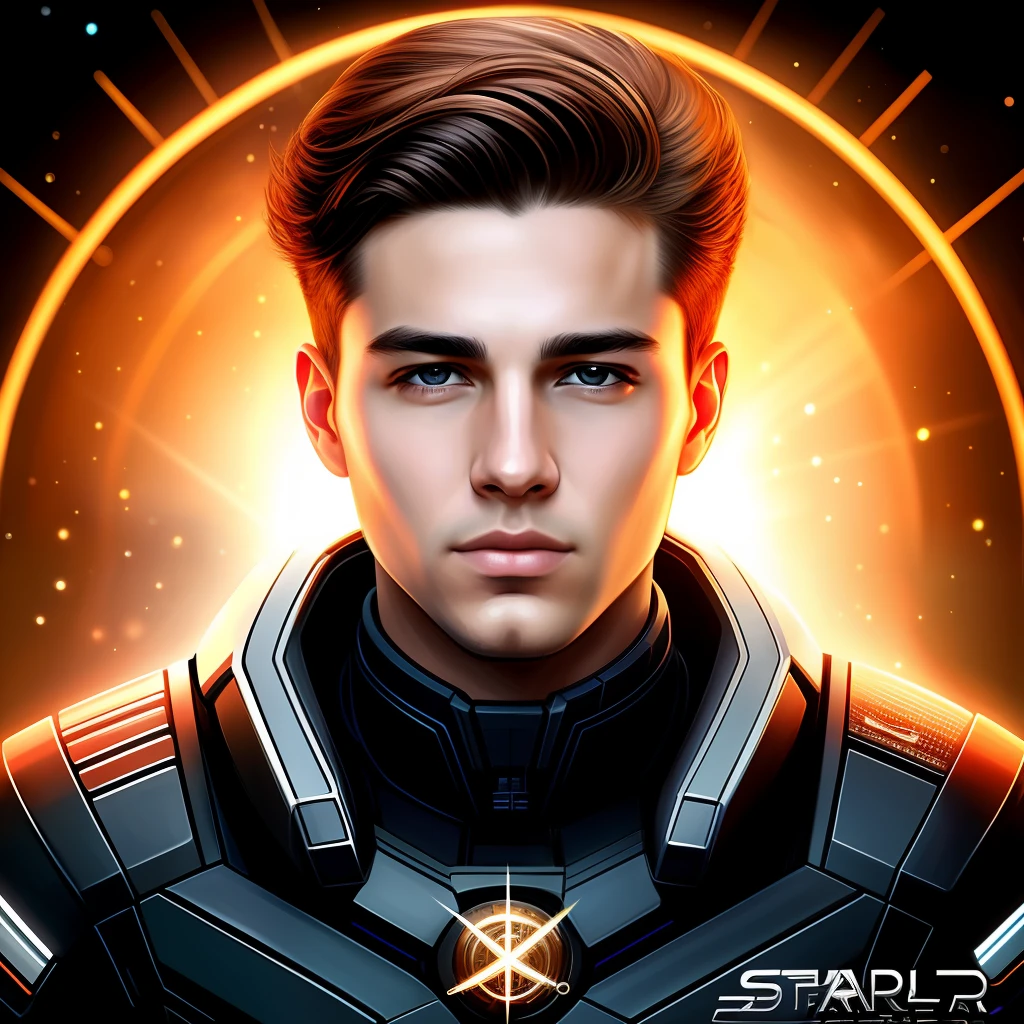 masterpiece, best quality, realistic, ultra detailed, sfw, head shot, a portrait of a young man, starsector, sci-fi style suits, tech gadgets,