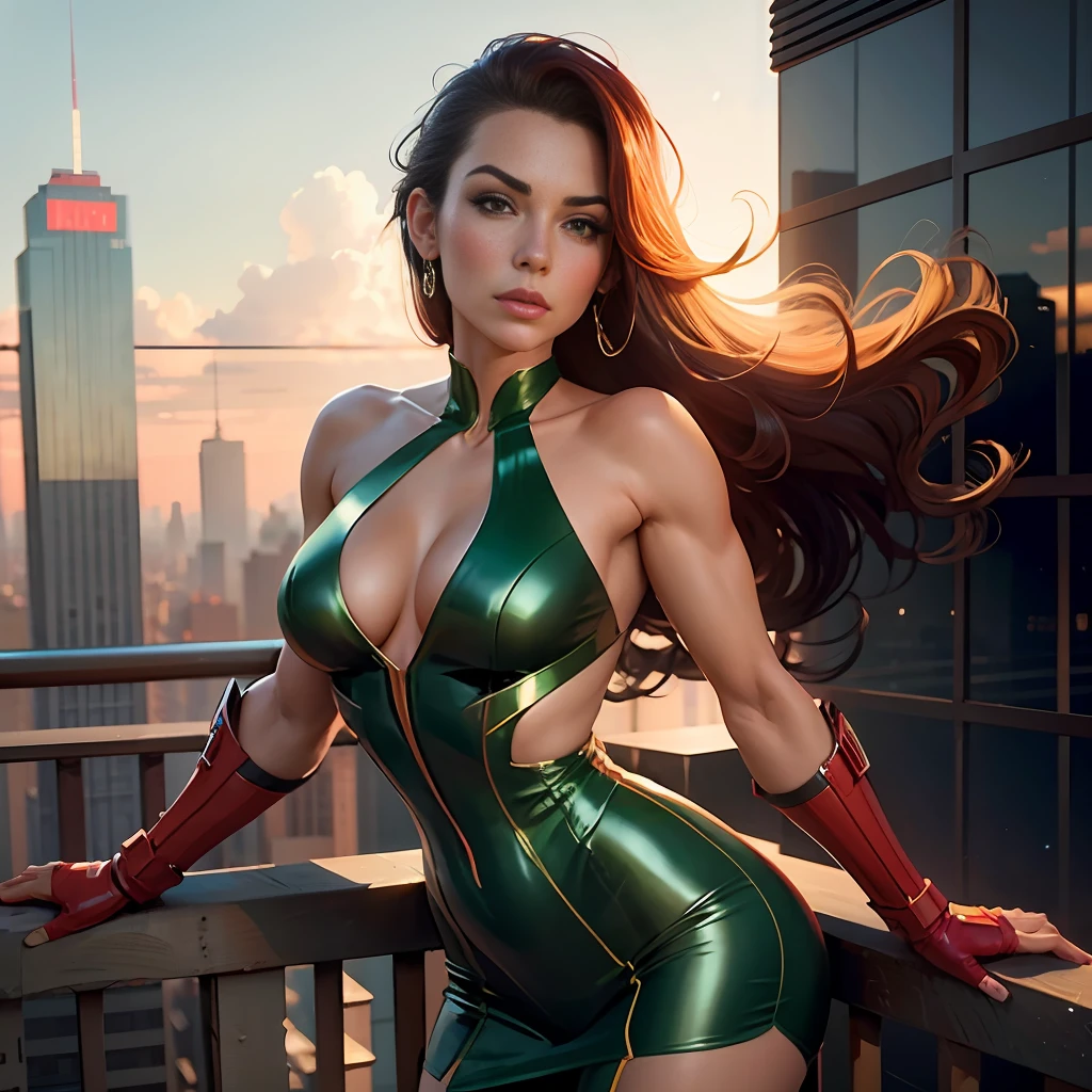 a woman in a green and red outfit posing on a ledge, cammy, artgerm julie bell beeple, extremely detailed artgerm, ig model | artgerm, artgerm style, style ivan talavera and artgerm, style artgerm, alena aenami and artgerm, ross tran 8 k