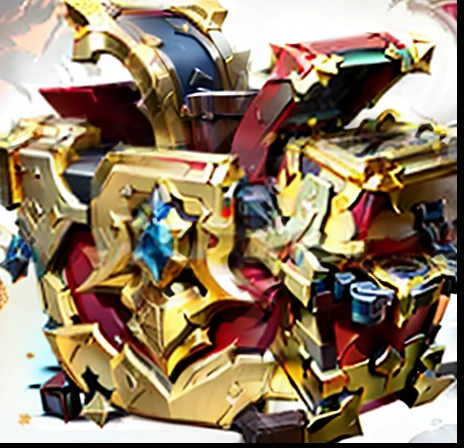 a gold chest with a red bow and holly leaves on top, chest, loot box, treasure chests, unknown, treasure chest, presents, chestplate, small chest, league of legends inventory item, treasure artifact, style of duelyst, treasure, epic legends game icon, plate armored chest, in hearthstone art style, large chest, card art