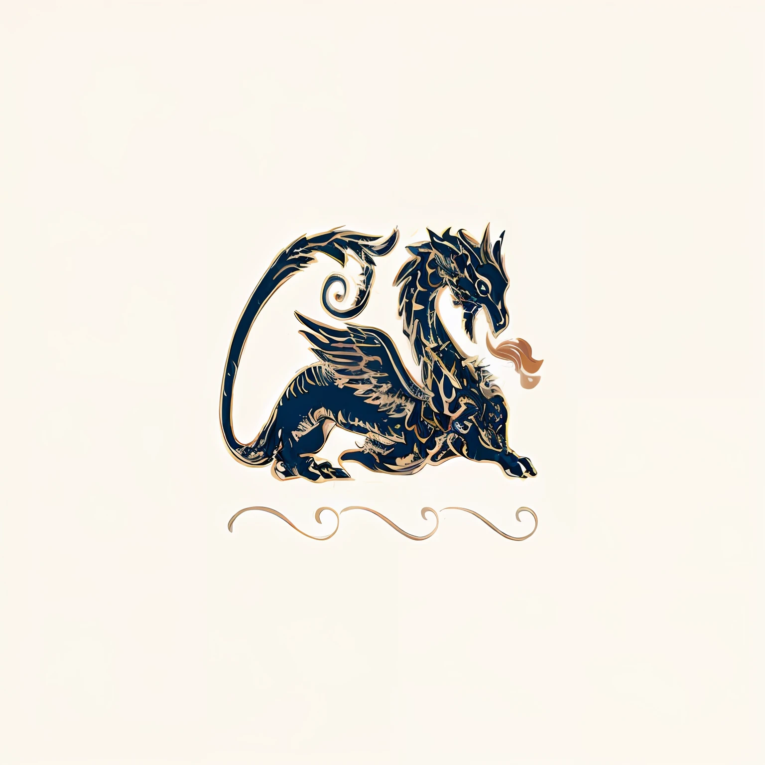a close up of a dragon with a long tail on a white background, dragon in the background, great mystical winged serpent, griffin-like style, dragon flying in the background, flying mythical beasts, dragon design language, european dragon, gryphon, dragon centered, mythical whimsical creatures, by Kanō Tan'yū, jörmungandr