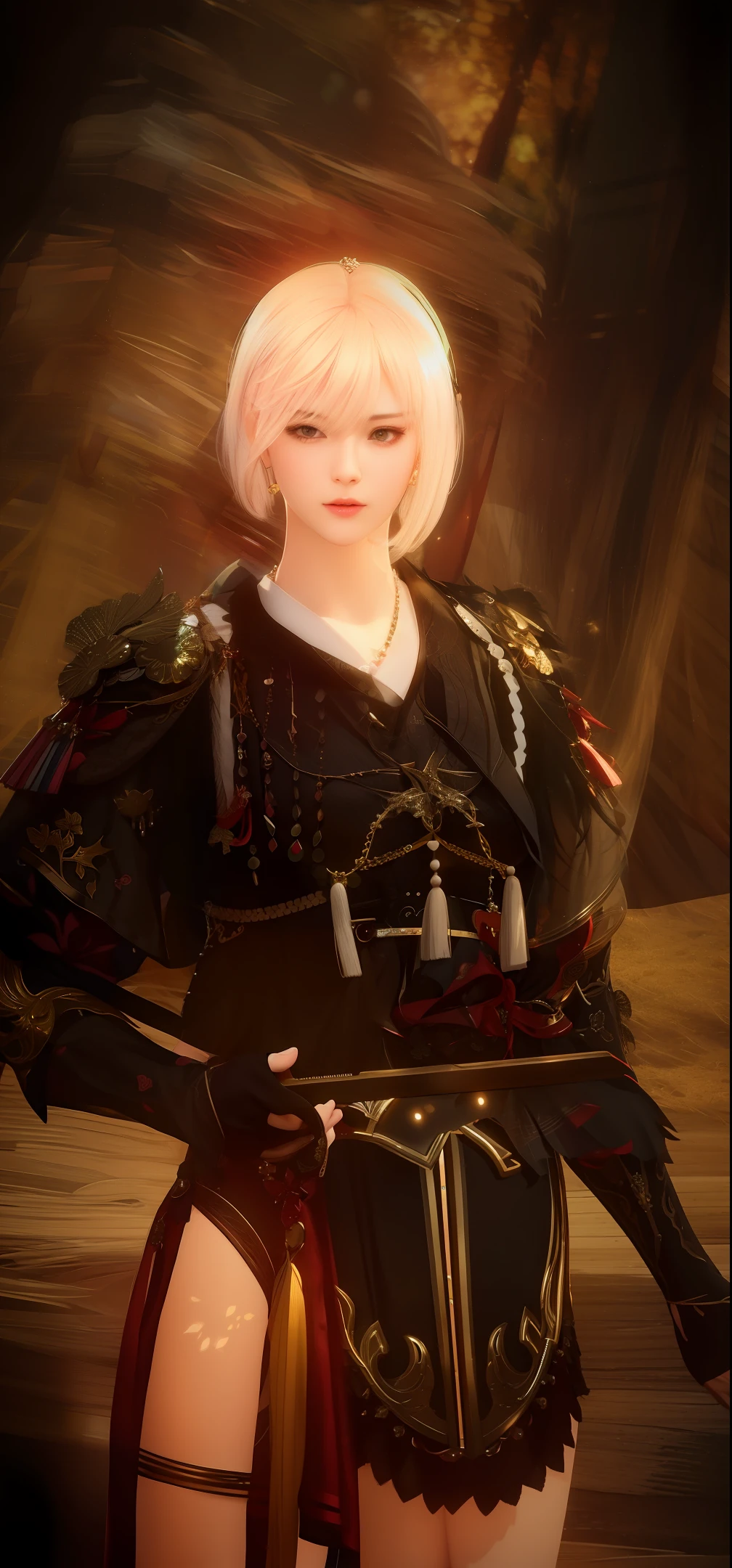 best quality, masterpiece, highres, 1girl,hair ornament,necklace, jewelry,Beautiful face,upon_body, tyndall effect,photorealistic, dark studio, rim lighting, two tone lighting,(high detailed skin:1.2), 8k uhd, dslr, soft lighting, high quality, volumetric lighting, candid, Photograph, high resolution, 4k, 8k, Bokeh，black skin，flutter ginkgo leaf,