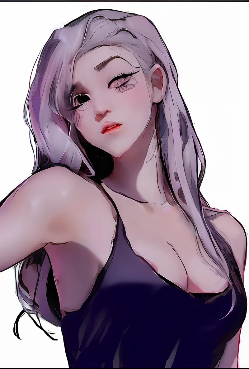 anime girl with long hair and purple eyes in a black dress, tifa lockhart with white hair, perfect white haired girl, marin kitagawa fanart, female anime character, haruno sakura, junko enoshima, shiro from deadman wonderland, edelgard from fire emblem, edelgard fire emblem, seductive anime girl, gapmoe yandere