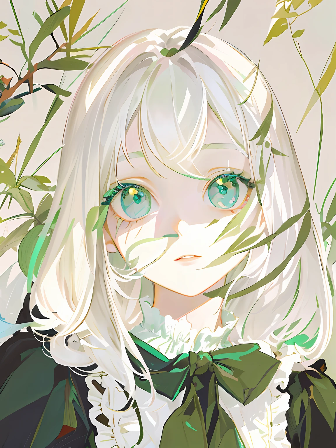 (masterpiece), (best quality), (super detailed), (illustration), (1girl), (fashionable clothing), (bust), (detailed), delicate eyes, (rabbit), (white hair ), (green eyes)