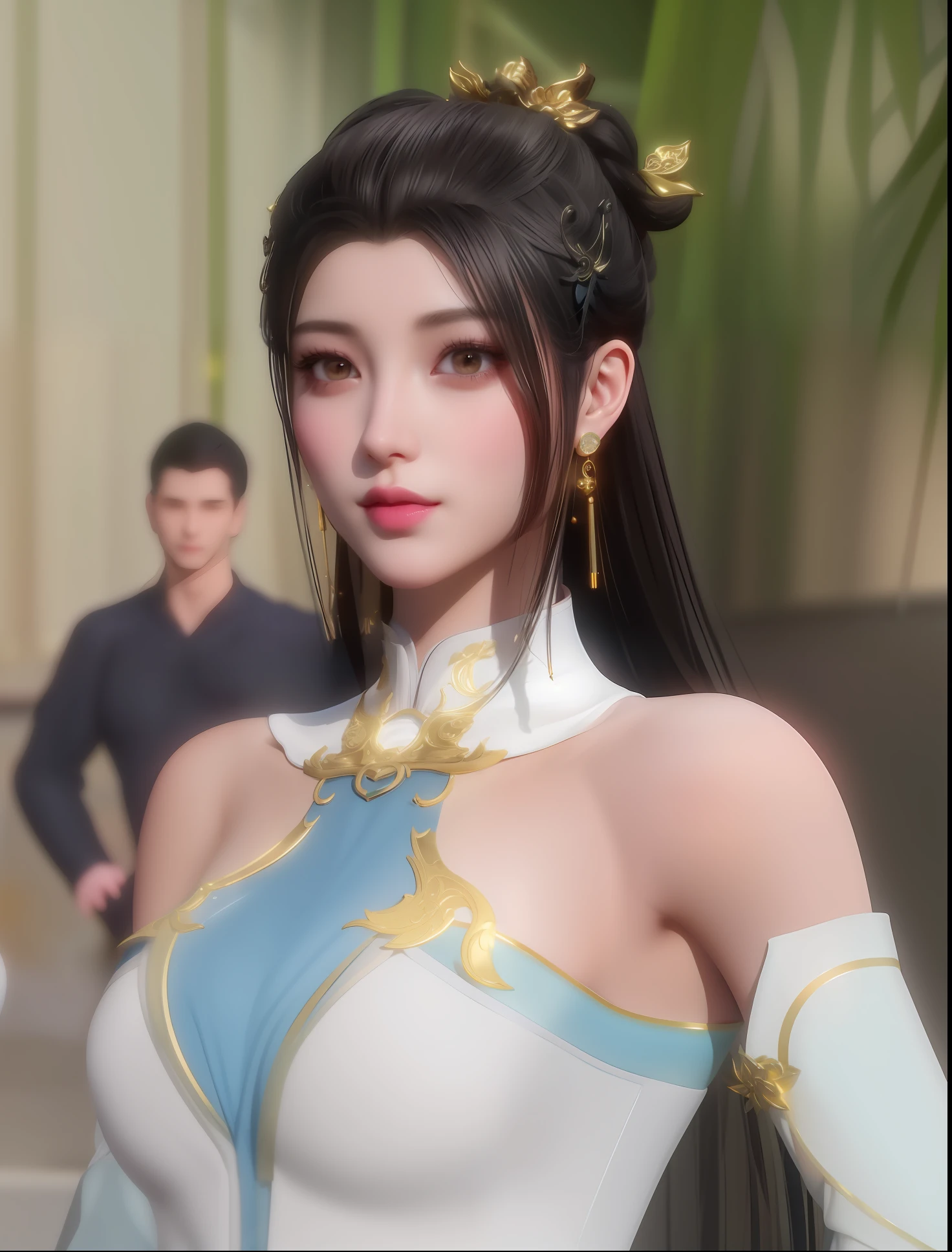 best quality, masterpiece, highres, 1girl, lingerie china armor, hair ornament, necklace, jewelry, Beautiful face, upon_body, tyndall effect, photorealistic, dark studio, rim lighting, two tone lighting, (high detailed skin:1.2), 8k uhd, dslr, soft lighting, high quality, volumetric lighting, candid, Photograph, high resolution, 4k, 8k, Bokeh, medium breasts, (light pink lips),