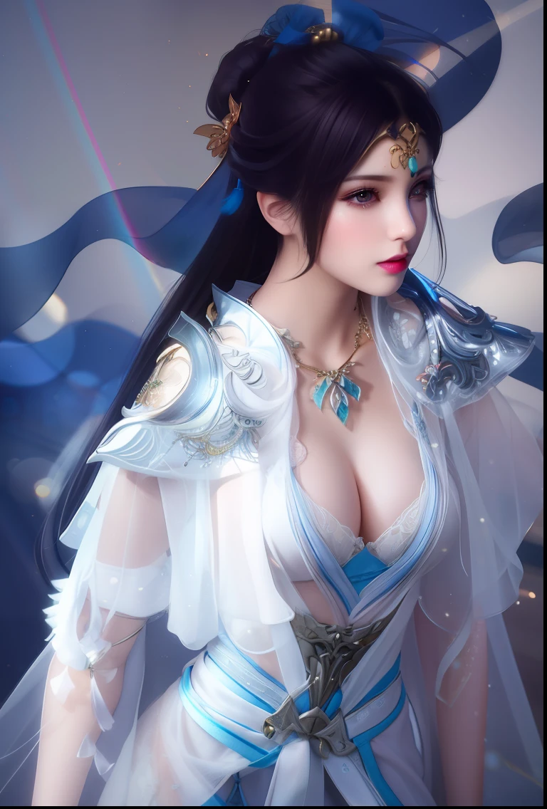 best quality, masterpiece, highres, 1girl, lingerie china armor, hair ornament, necklace, jewelry, Beautiful face, upon_body, tyndall effect, photorealistic, dark studio, rim lighting, two tone lighting, (high detailed skin:1.2), 8k uhd, dslr, soft lighting, high quality, volumetric lighting, candid, Photograph, high resolution, 4k, 8k, Bokeh, medium breasts, (light pink lips),