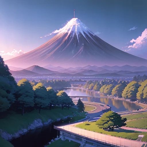 ((masterpiece,best quality)), Japan, landscape, black ribbon, Makoto Shinkai painting style, medium saturation