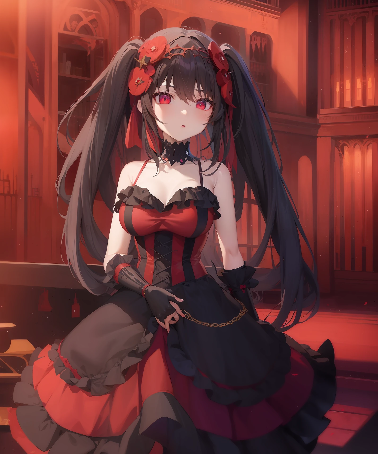 anime girl in a red dress standing in a library, gothic maiden anime girl, anime girl wearing a black dress, anime moe artstyle, rin tohsaka, anime visual of a cute girl, nightcore, cute anime waifu in a nice dress, anime style 4 k, anime best girl, anime style like fate/stay night, intricate ornate anime cgi style , naked