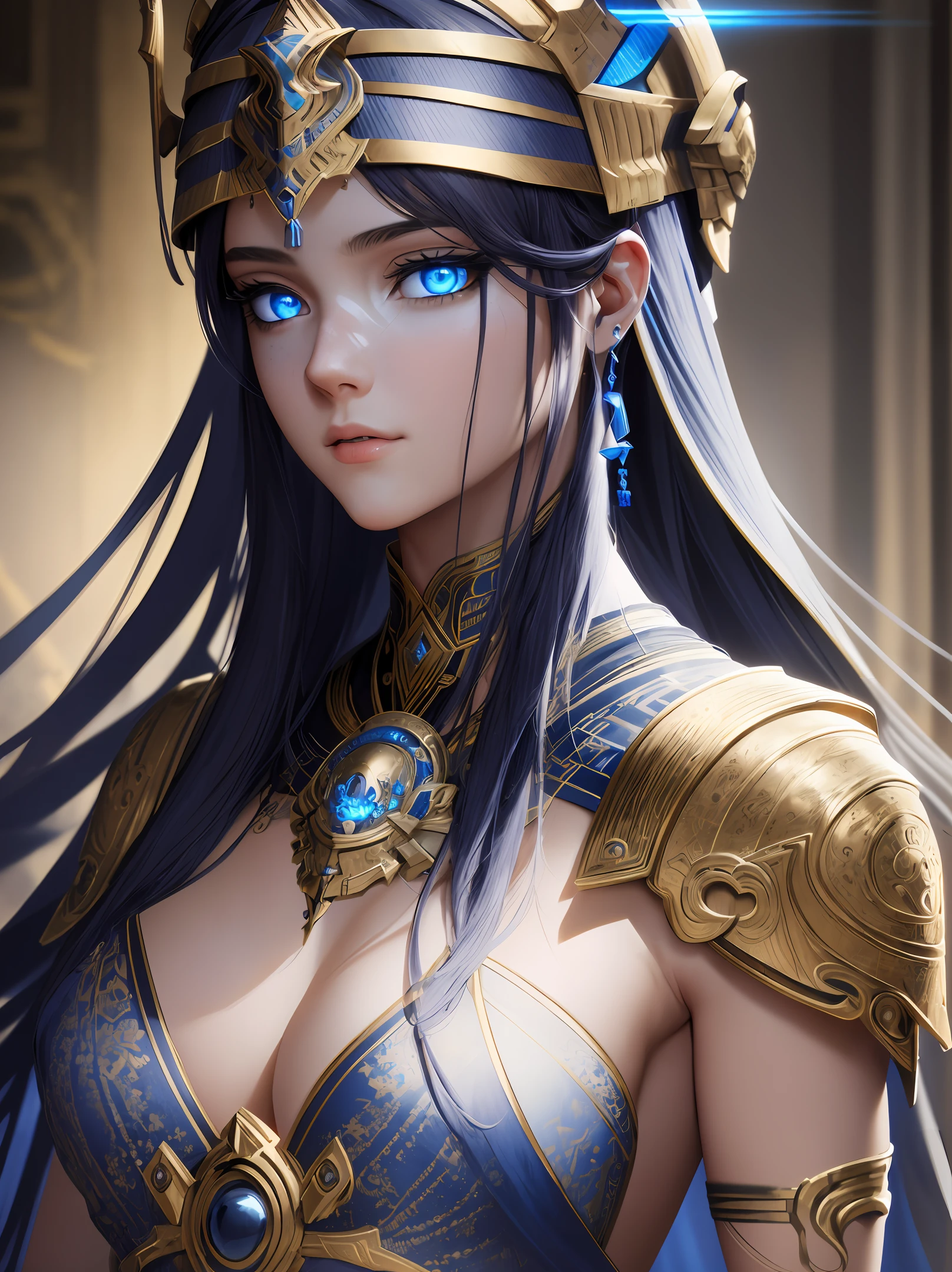 ((best quality)), ((masterpiece)), ((realistic)), Athena, glowing blue eyes, female face, , trending on artstation, sharp focus, studio photo, intricate details, very detailed, nsfw, detailed eyes, illustration, very detailed, sharp focus, digital render, professional, 4k