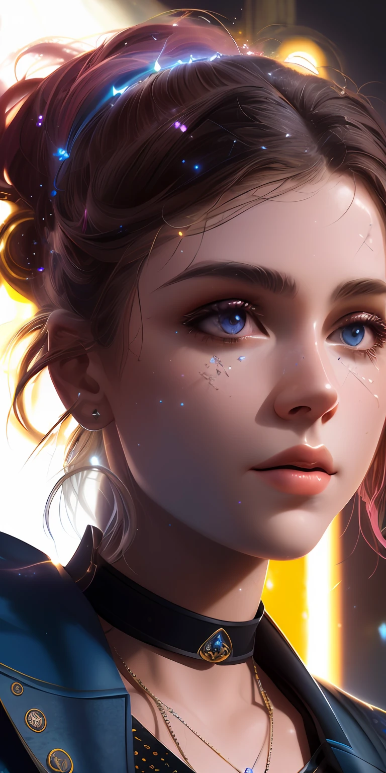 ((best quality)), ((masterpiece)), ((realistic)), woman, celestial, deity, goddess, light particles, magic, light rays, reflections, (colorful), ray tracing, elegant dress, beautiful, pretty, detailed face, detailed eyes, illustration, highly detailed, sharp focus, digital render, professional, 4k, artstation,