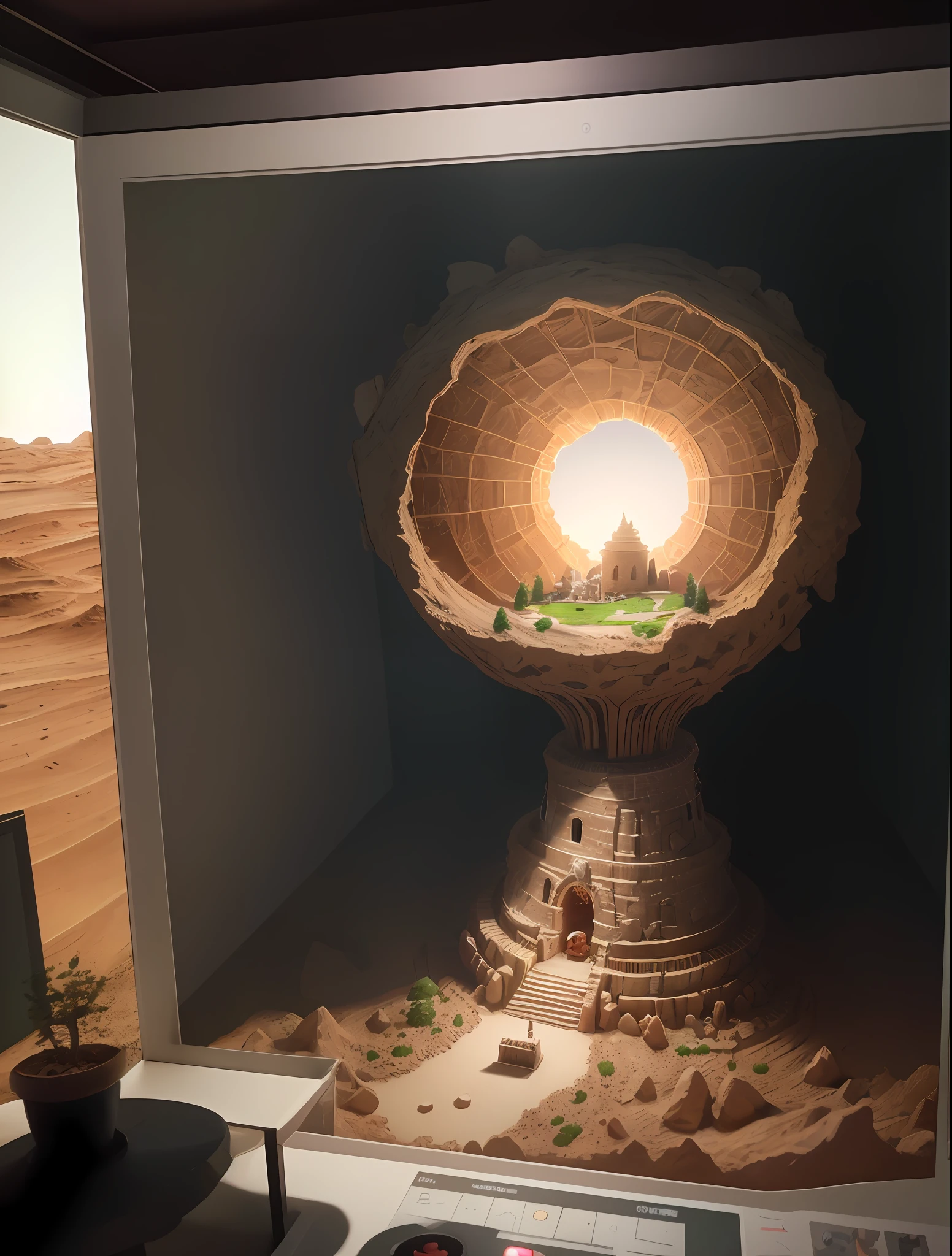 Manually dug a biged hole in the terrain, small workers inside, masterpiece, ultra high res, (photorealistic:1.4), cinema lighting, insanely detailed,, hyper realistic, intricate design, fine details, octane render