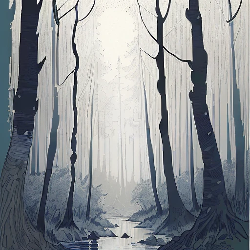 (((Line art in natural colours))) A small distant pinprick of light is visible low among the trees in a dark swamp on a dark and (((moonless))) night, line art in natural colours, (full colour line art:1.5), by Rebecca Guay, by Abigail Larson, masterpiece, extremely high details, dark, mystery, suspense