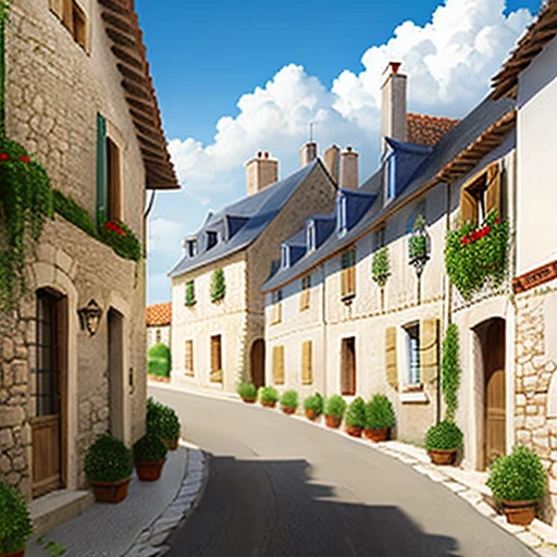 (((Ligne claire))) a medieval French inn in a medieval French village, by Edgar P. Jacobs, masterpiece, best quality