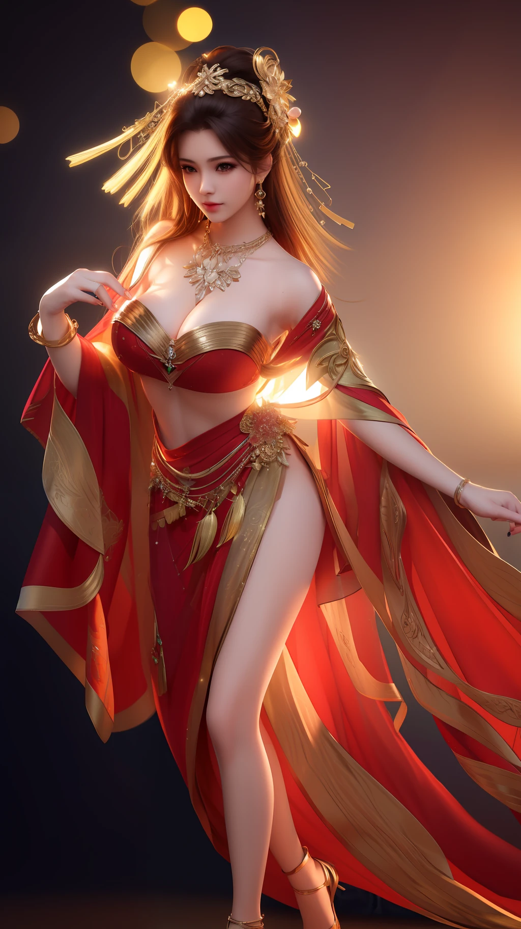 best quality, masterpiece, high_res, 1girl, hair ornament, necklace, jewelry, Beautiful face, upon body, tyndall effect, photo realistic, dark studio, rim lighting, two tone lighting, (high detailed skin:1.2), 8k uhd, dslr, soft lighting, high quality, volumetric lighting, candid, Photograph, high resolution, 4k, 8k, Bokeh, full body, (high detailed fingers:1.5), breasts out, large breast,