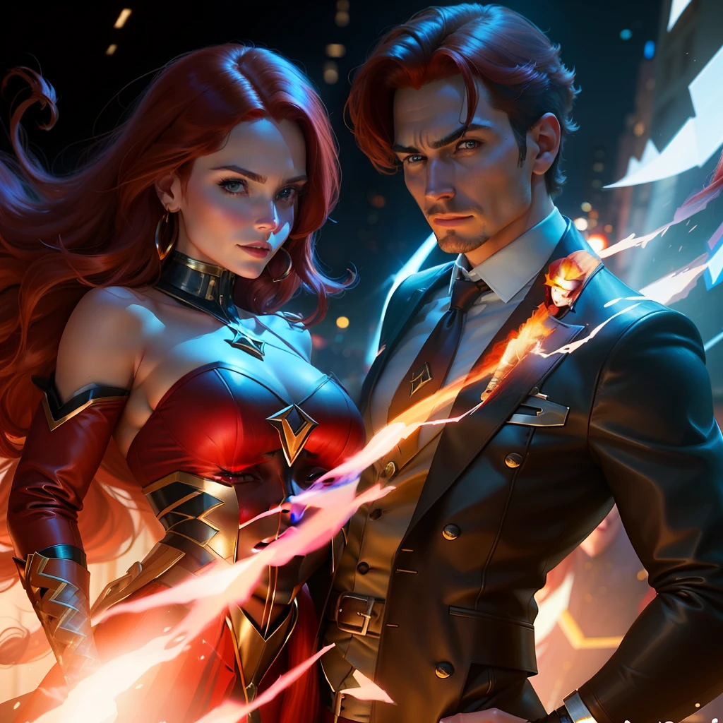 a close up of a person standing next to a person with red hair, artgerm and genzoman, artgerm and grek rutkowski, abaddon and magali villeneuve, artgerm and j. dickenson, artgerm and ben lo, aly fell and artgerm, artgerm and rossdraws