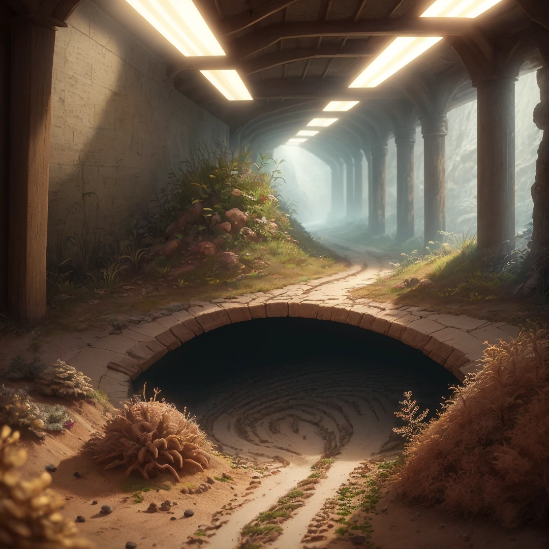 realistic ultradetailed underground corridors in an anthill, High quality photo, ultra high res, (photorealistic:1.4), cinema lighting, insanely detailed, hyper realistic, intricate design, fine details, octane render