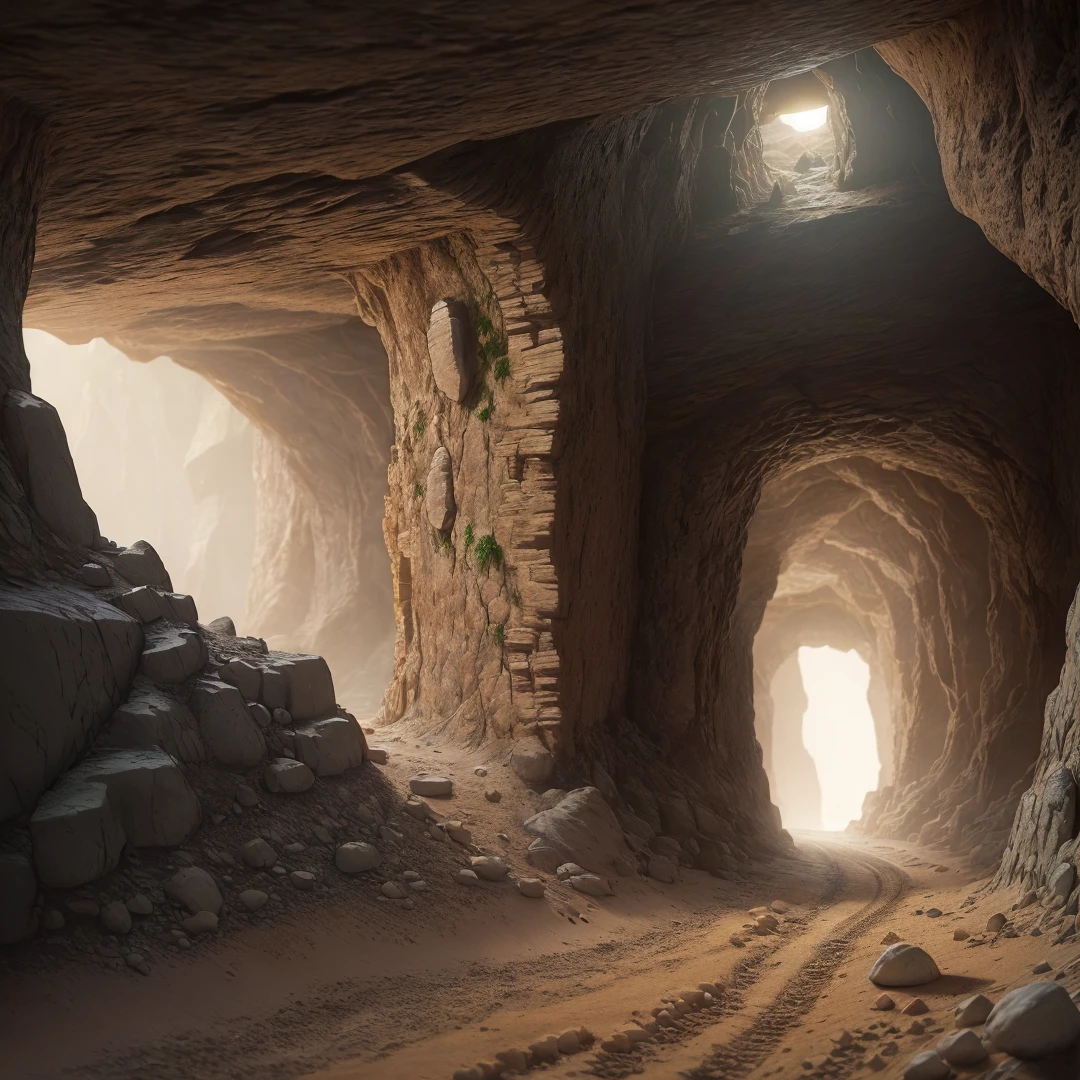 realistic ultradetailed underground corridors and small caves with little worms, High quality photo, ultra high res, (photorealistic:1.4), cinema lighting, insanely detailed, hyper realistic, intricate design, fine details, octane render