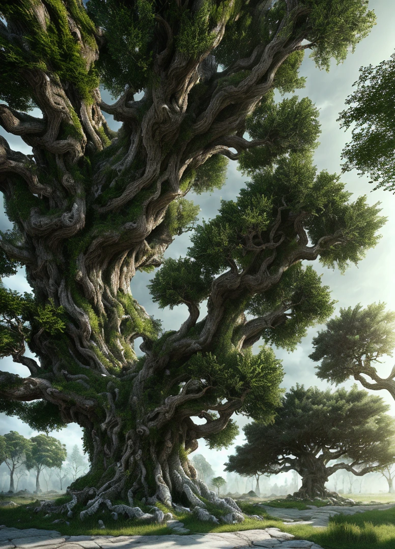 photorealistic shot of ancient rustical tree, masterpiece, ultra high res, (photorealistic:1.4), cinema lighting, insanely detailed, hyper realistic, intricate design, fine details, octane render