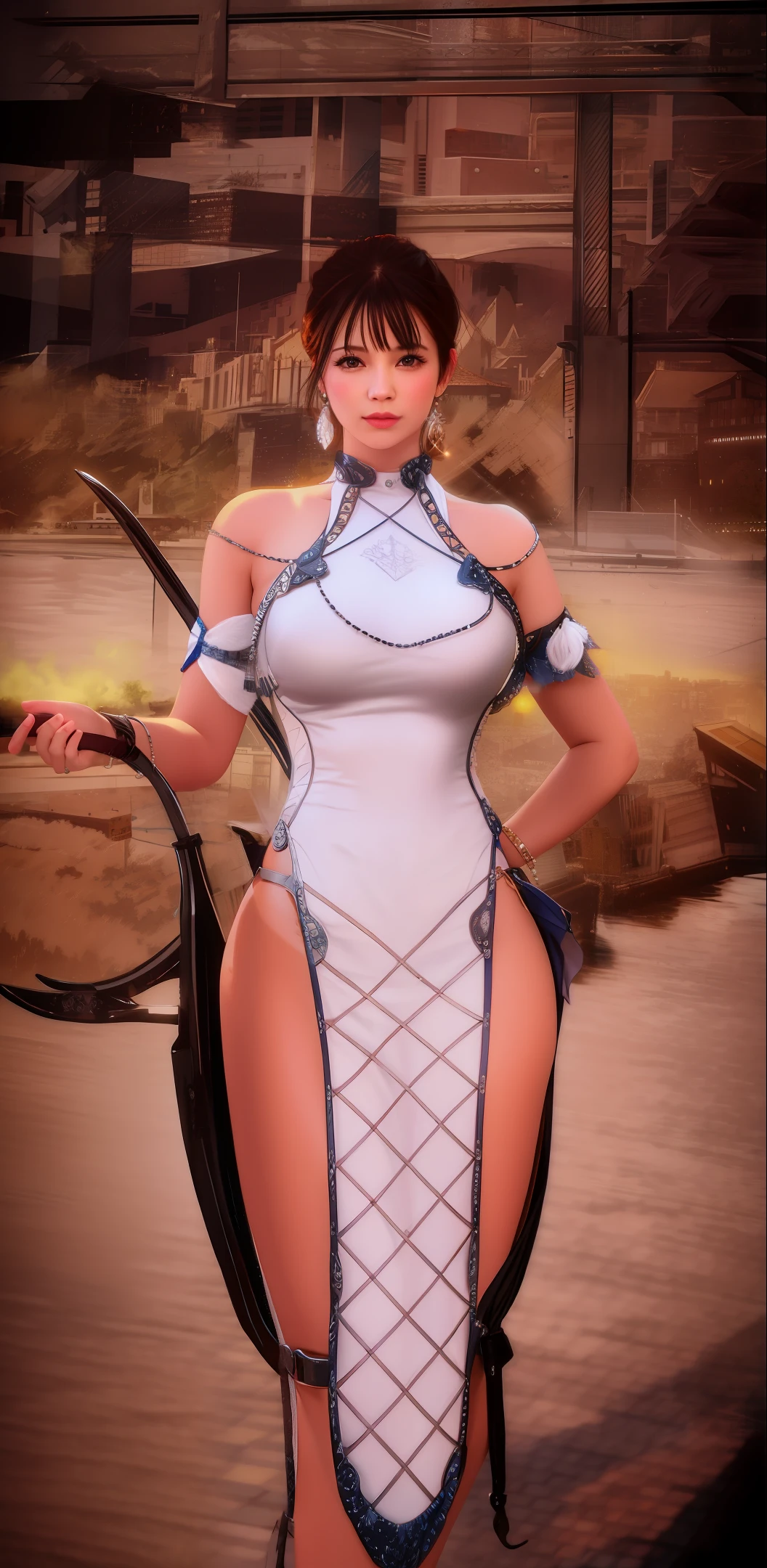 very realistic,City background, standing