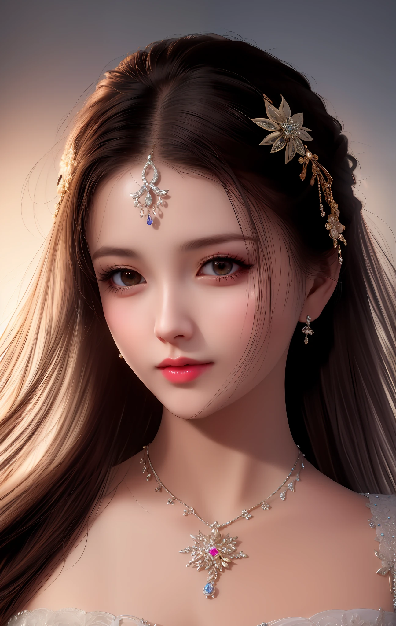 Best Quality, Masterpiece, High Resolution, 1girl, Porcelain Dress, Hair Accessories, Necklace, Jewelry, Beautiful Face, Physically, Tyndall Effect, Realistic, Dark Studio, Rim Lighting, Duotone Lighting, (High Detail Skin : 1.2), 8k uhd, dslr, soft light, high quality, volume light, candid, photo, high resolution, 4k, 8k, bokeh