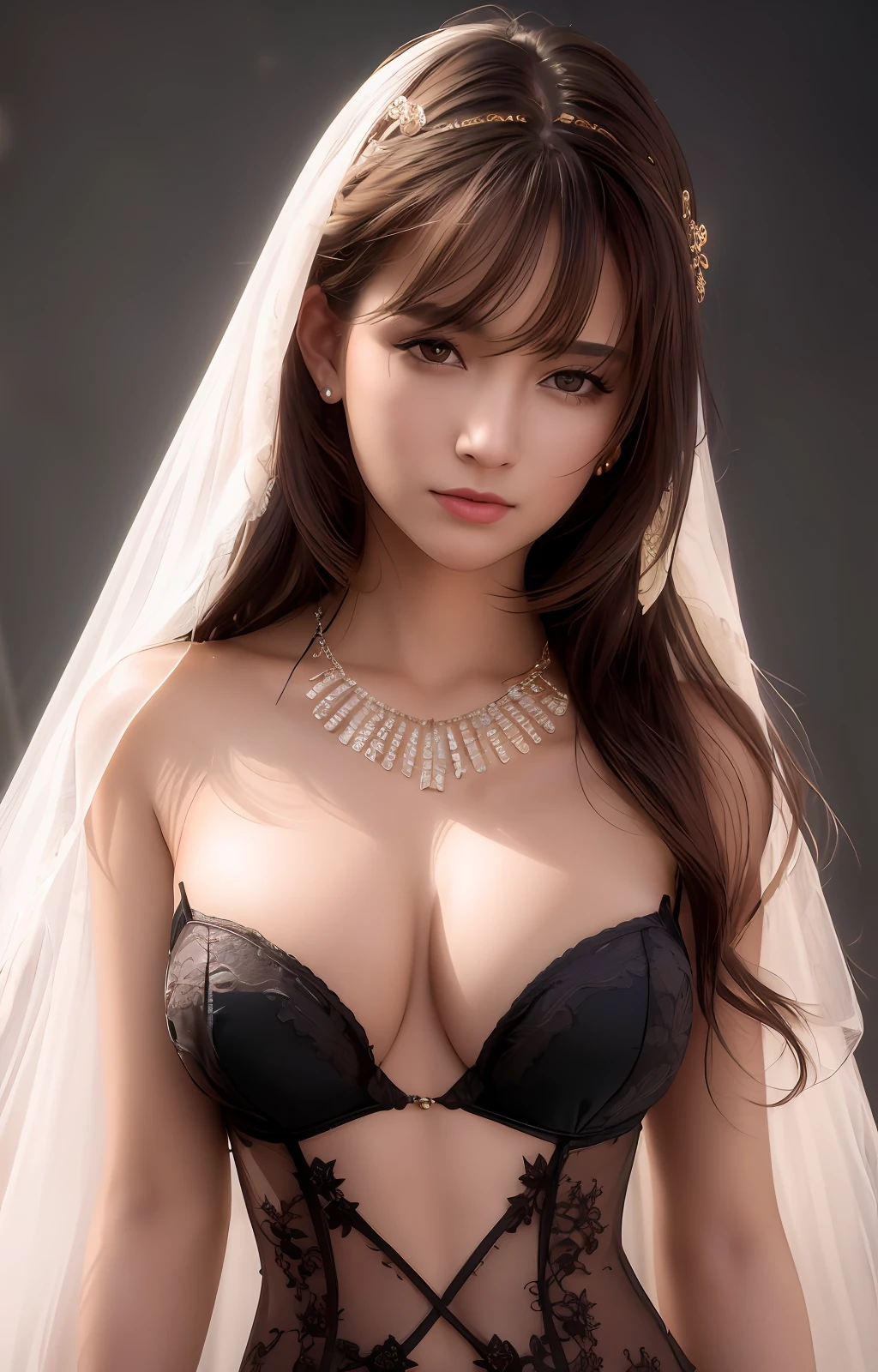 best quality, masterpiece, high_res, 1girl, hair ornament, necklace, jewelry, Beautiful face, tyndall effect, photo realistic, rim lighting, two tone lighting, (high detailed skin:1.2), 8k uhd, dslr, soft lighting, high quality, volumetric lighting, candid, Photograph, high resolution, 4k, 8k, Bokeh, medium breasts, breasts out, absurdres,
