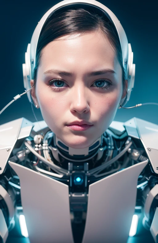 complex 3d render ultra detailed of a beautiful porcelain profile woman android face, cyborg, robotic parts, 150 mm, beautiful studio soft light, rim light, vibrant details, luxurious cyberpunk, lace, hyperrealistic, anatomical, facial muscles, cable electric wires, microchip, elegant, beautiful background, octane render, H. R. Giger style, 8k, best quality, masterpiece, illustration, an extremely delicate and beautiful, extremely detailed ,CG ,unity ,wallpaper, (realistic, photo-realistic:1.37),Amazing, finely detail, masterpiece,best quality,official art, extremely detailed CG unity 8k wallpaper, absurdres, incredibly absurdres, robot, silver halmet, full body, sitting