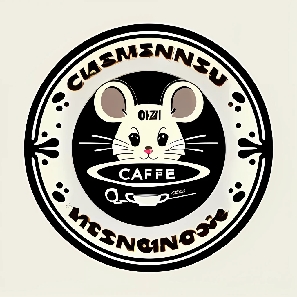 cafe with name mouse, logo, vector, line art, design, inspiration, straight, symmetry