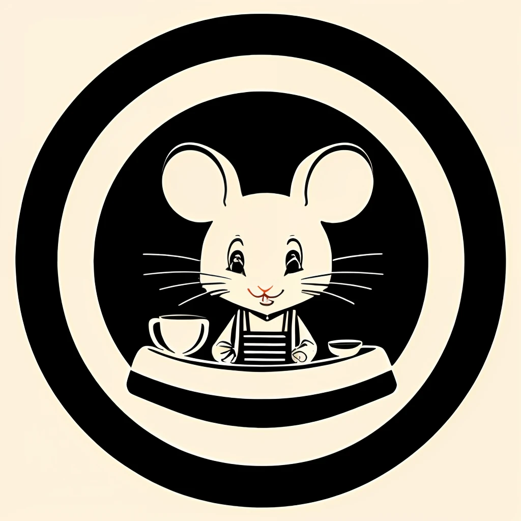 barista mouse, cafe mouse, logo, vector, line art, design, inspiration, straight, symmetry