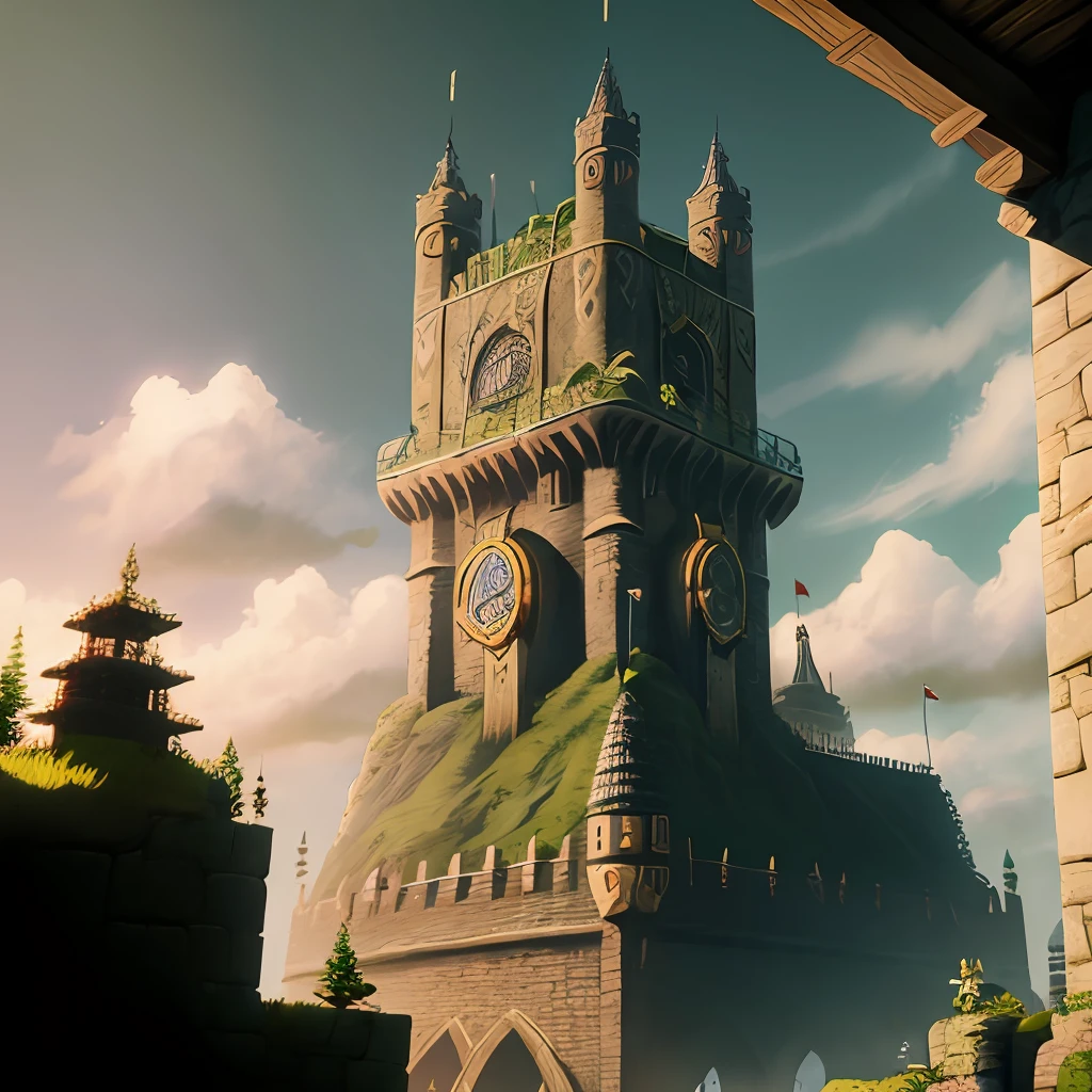 Zelda, game scene, tower, monster,