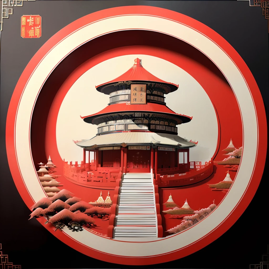 (((Masterpiece))), best quality, ((Dream of Red Mansions woman Chinese paper-cutting art)), ((Chinese paper-cutting)), ((multi-layer paper complex paper-cutting)), ((each layer with shadow)), (circle shaped red background paper), each layer of paper is monochromatic, front lights,