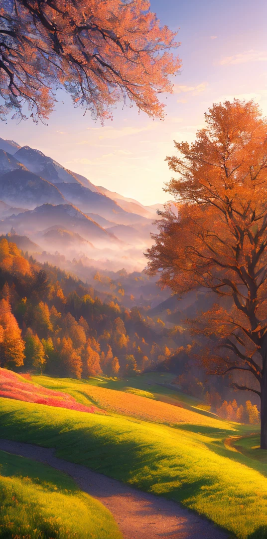 masterpiece, best quality, high quality, highly detailed CG unified 8k wallpaper beautiful landscape oil painting, award-winning photography, blurred background, depth of field, HDR, bloom, color difference, photo realism, very detailed, artstation trends, CGSociety trends, complex, high detail, drama, midway art and masterpieces, best quality, high quality, extremely detailed CG unified 8k wallpaper, lush summer landscape, with rolling green hills extending to the horizon, embellished with pink, yellow and red Flowers and purple, volume Lighting and masterpiece, top quality, high quality, extremely detailed CG unified 8k wallpaper, serene autumn scenery surrounded by golden yellow, fiery red, and burnt orange trees. The fresh air is mixed with sweet aromas of fallen leaves and wood smoke. The ground is covered with a layer of warm leaves, rustling underfoot. In the distance, a mist-shrouded mountain rises, volumetric lighting and masterpieces, the best quality, high quality, and extremely detailed CG unified 8k wallpaper with stunning winter landscapes covered in a snowy mantle, creating a world of shimmering white and cool blue. Tall evergreen trees are tall and proud; their branches are crushed by heavy snow, volumetric lighting, and masterpieces. The best quality, high quality, extremely detailed CG unifies a vibrant spring landscape filled with new life and color. The rolling hills are covered with a green carpet, dotted with delicate wildflowers in shades of pink, purple, and yellow, and three-dimensional lighting