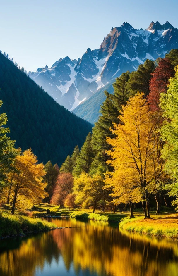Masterpiece, best quality, high quality, highly detailed CG unity 8k wallpaper beautiful landscape oil painting, award winning photography, bokeh, depth of field, HDR, bloom, chromatic aberration, photorealistic, very detailed in this vast land with Intoxicating beauty. Towering towering mountains, quiet and beautiful lakes, and lush forests. Every landscape shows the magic of nature and the power of life. The mountains in the distance look particularly spectacular in the morning light, and the blue sky and the mountains and rivers complement each other, making people feel refreshed. The surface of the lake is as calm as a mirror, reflecting the surrounding scenery, as if it is a hidden world, which is fascinating. In the forest, sunlight passes through the gaps in the leaves and scatters on the ground, forming mottled light and shadows, giving people a warm and comfortable feeling. The whole world seems to have become a wonderful picture scroll, which makes people unable to forget this touch.